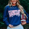Preppy sweatshirt- Preppy Gameday Bow Navy Sweatshirt